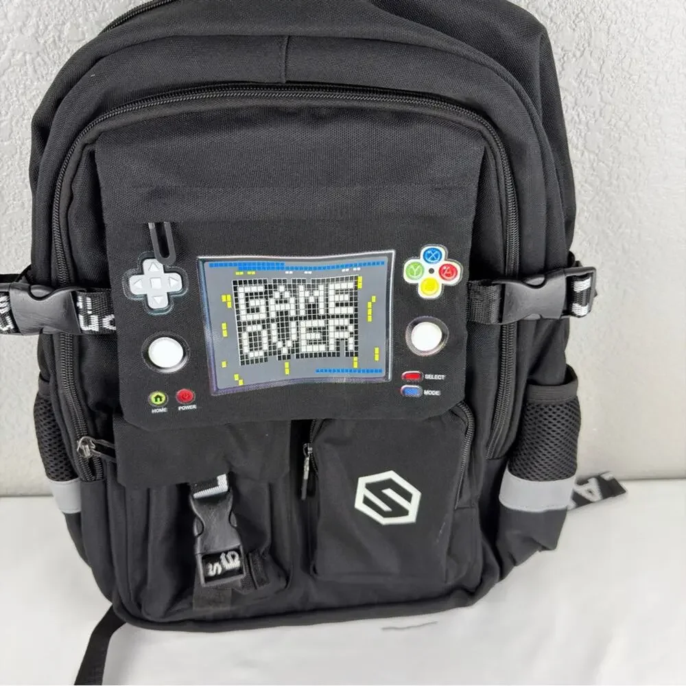 Black Game Over Gamer Kids Backpack and Lunch Bag Set